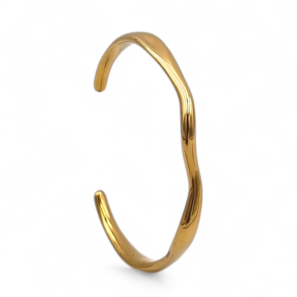 wavy sculptural gold bangle wavy sculptural gold bangle