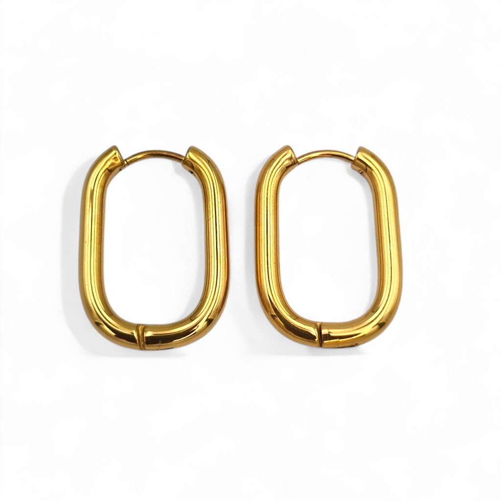 golden curve oval hoops